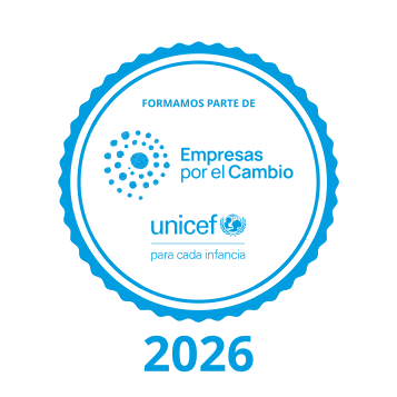 Pegatina justificante de UNICEF - Empresa por el cambio - otorgada a STD gestión documental por su compromiso con UNICEF